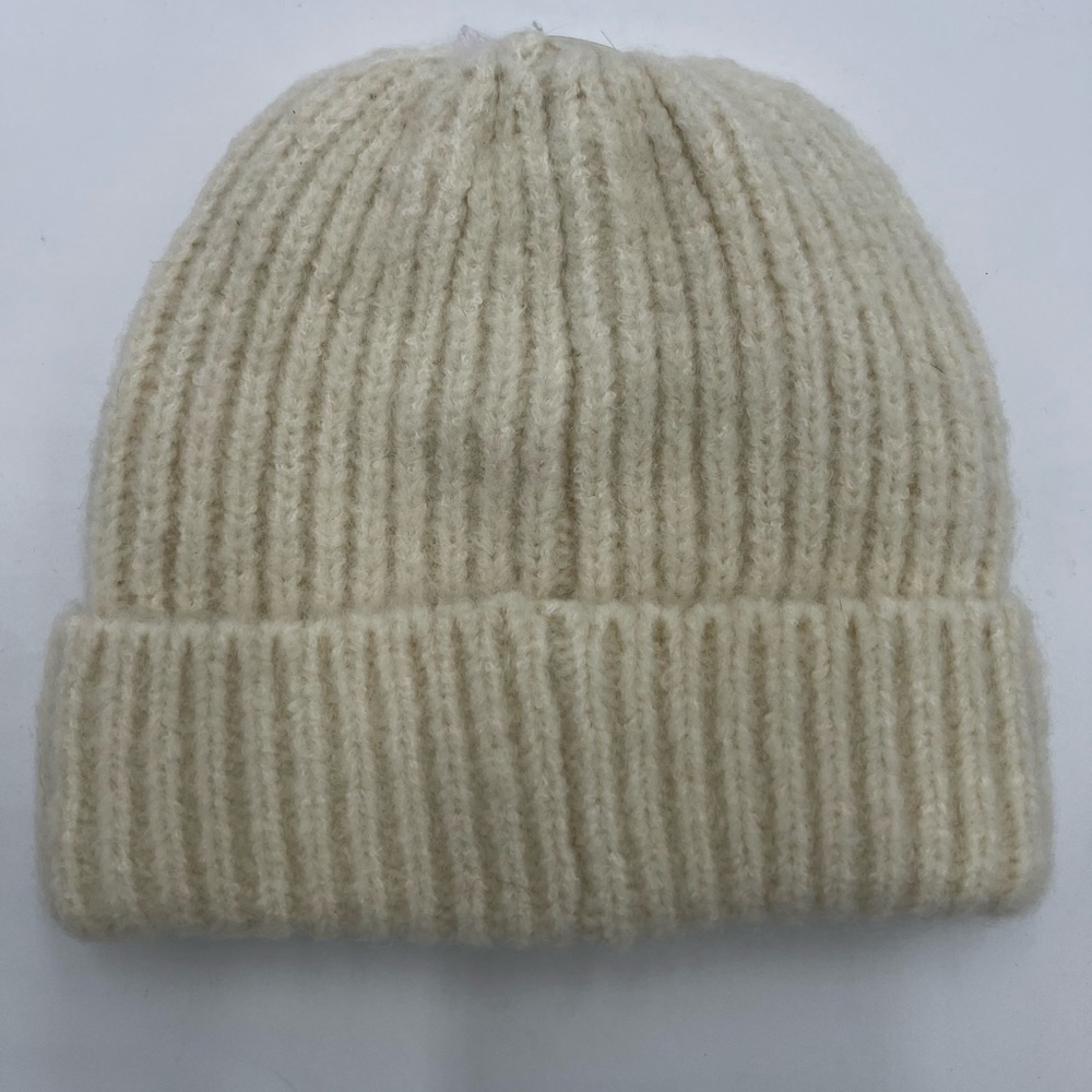 Jessica Simpson Ivory Knit Beanie Faux Pearl Ribbed Winter Hat 43JG050005 NEW - Picture 3 of 4
